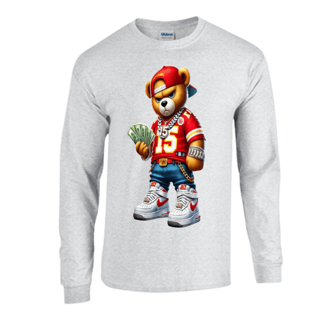 Unisex Short and Long Sleeve T-Shirt (Chiefs Bear #15 Football)