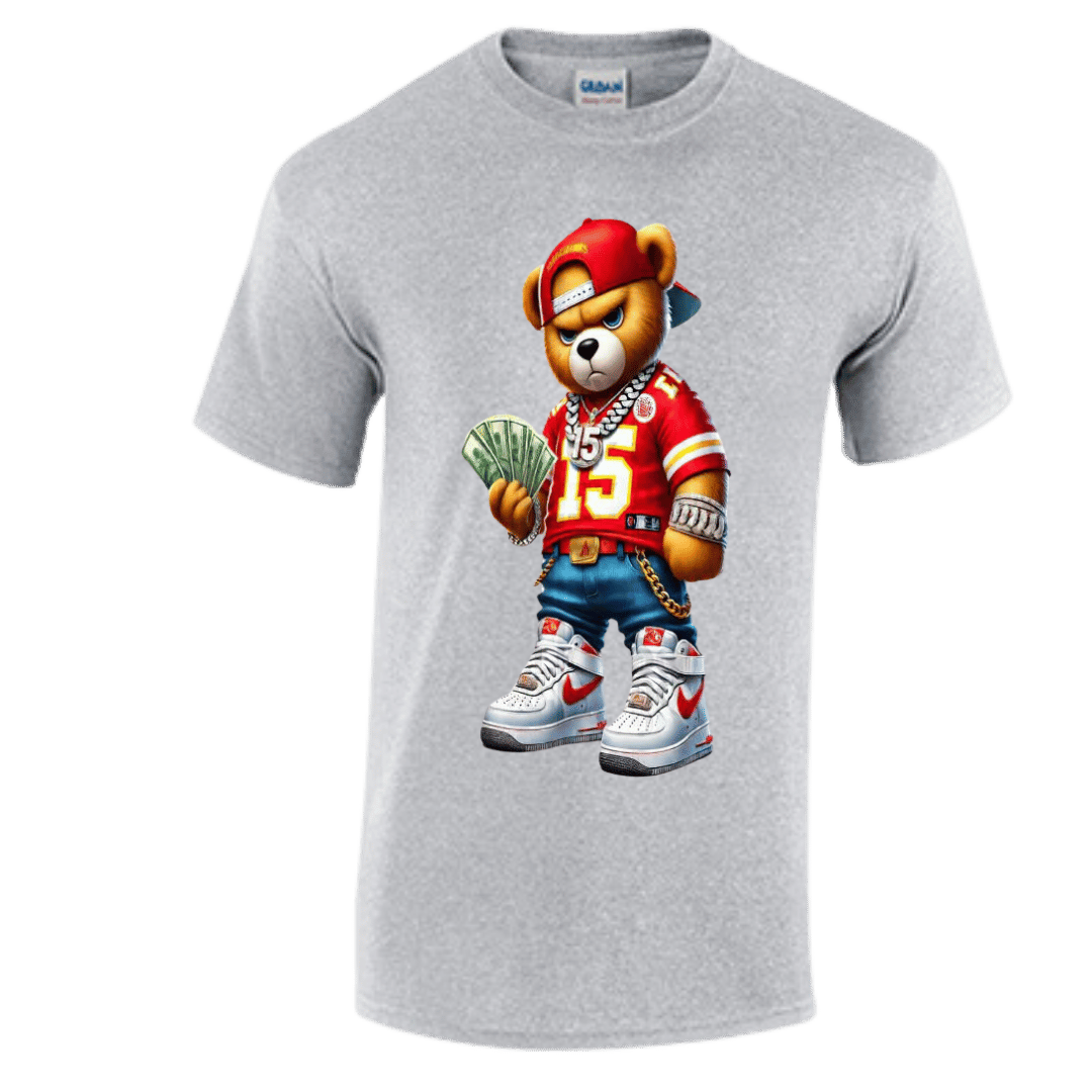 Unisex Short and Long Sleeve T-Shirt (Chiefs Bear #15 Football)