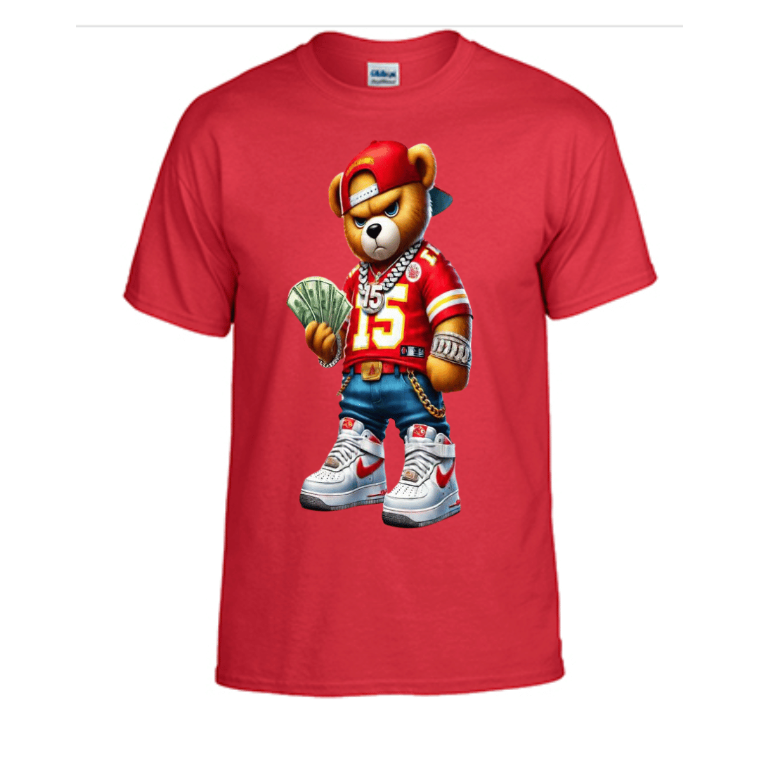 Unisex Short and Long Sleeve T-Shirt (Chiefs Bear #15 Football)