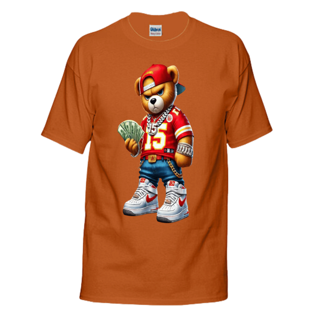 Unisex Short and Long Sleeve T-Shirt (Chiefs Bear #15 Football)