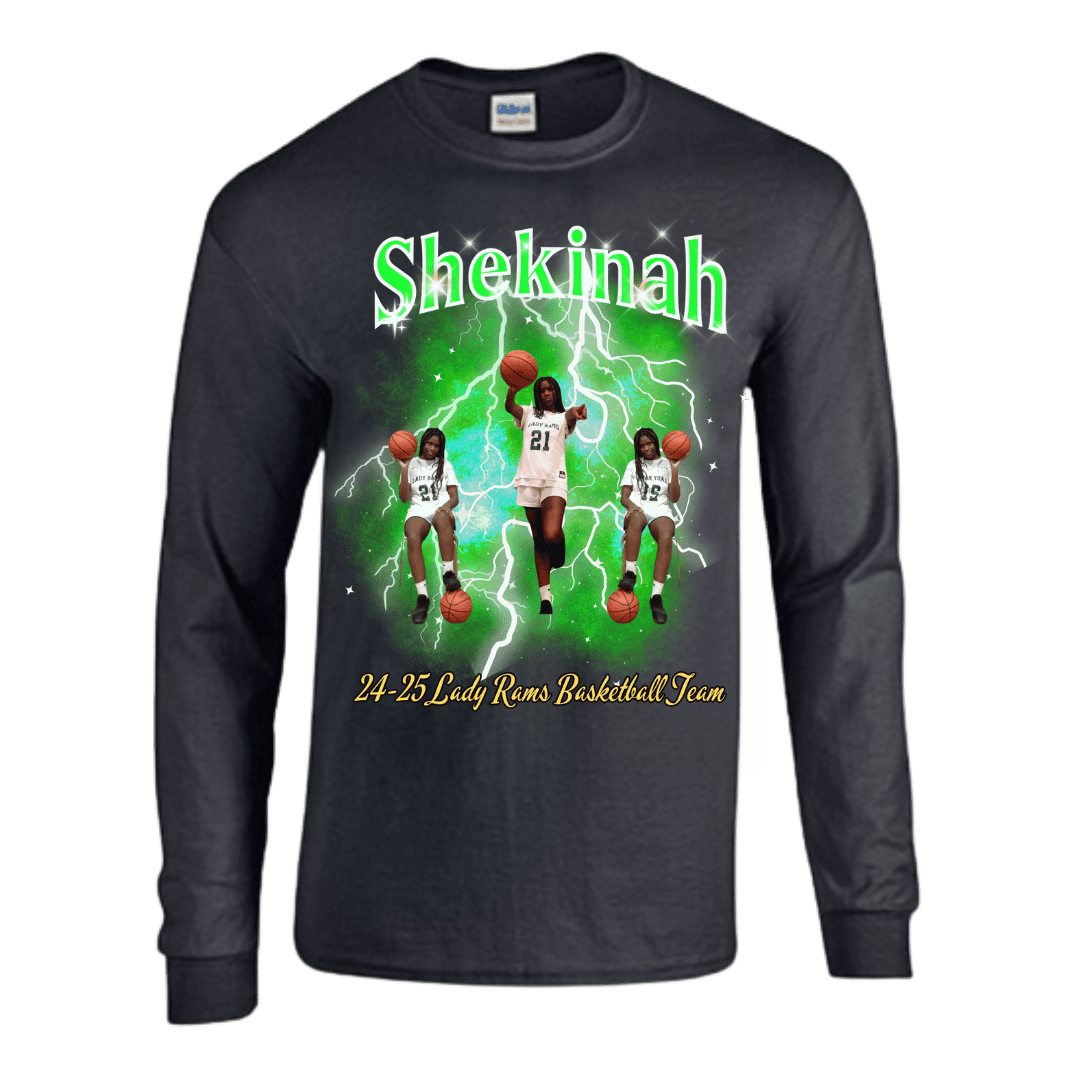 Unisex Short and Long Sleeve T-Shirt (Shekinah 24-25 Lady Rams Basketball Graphic T-Shirt)