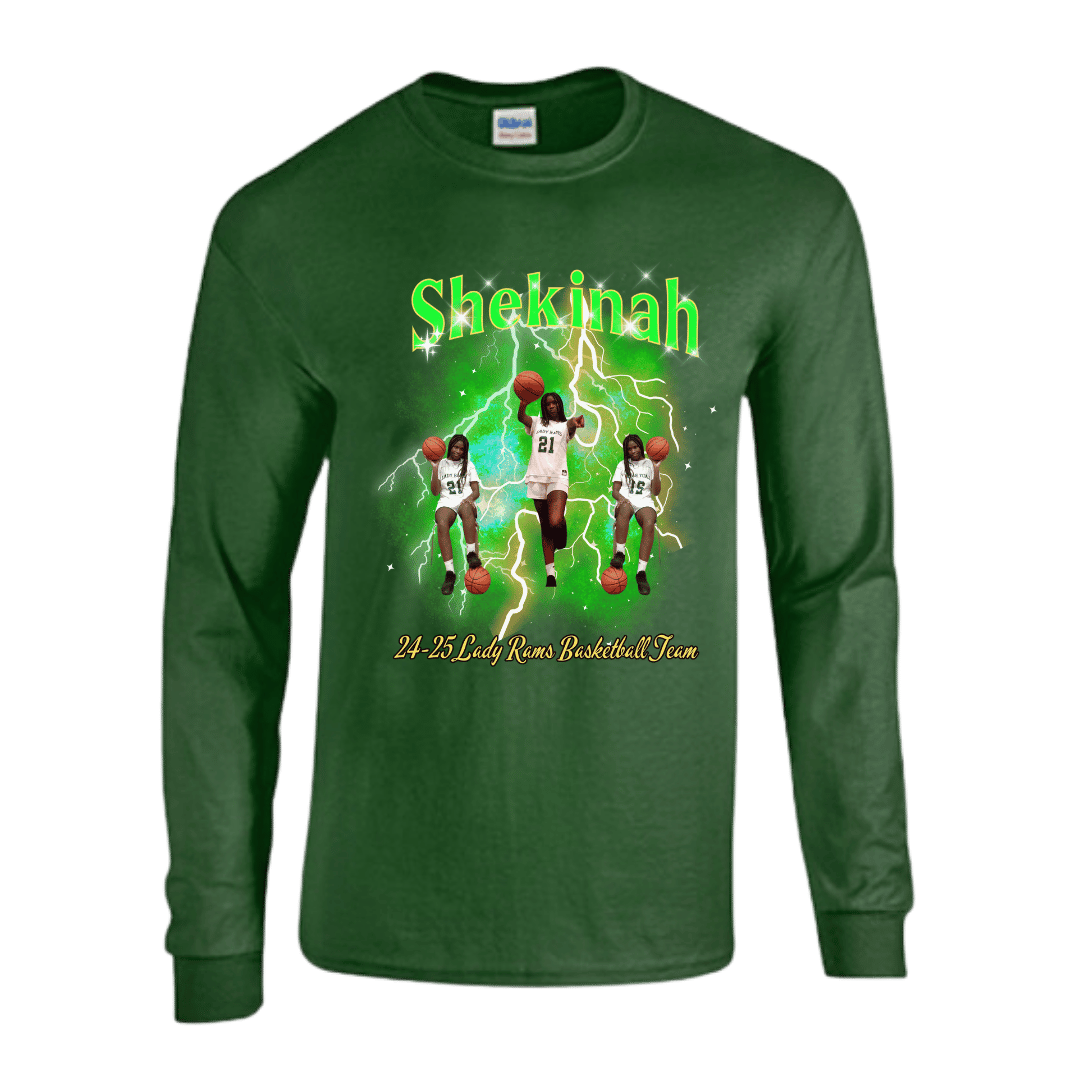 Unisex Short and Long Sleeve T-Shirt (Shekinah 24-25 Lady Rams Basketball Graphic T-Shirt)