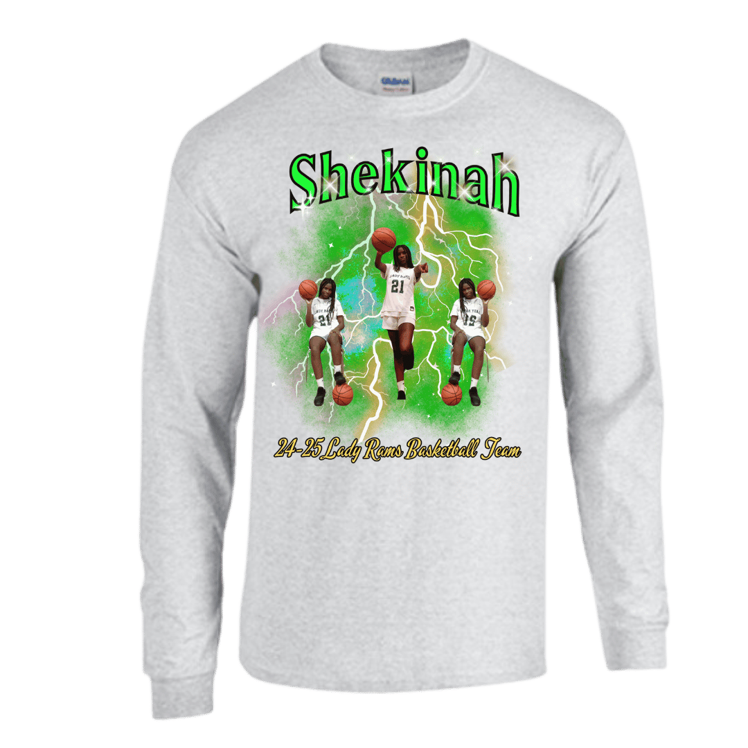 Unisex Short and Long Sleeve T-Shirt (Shekinah 24-25 Lady Rams Basketball Graphic T-Shirt)