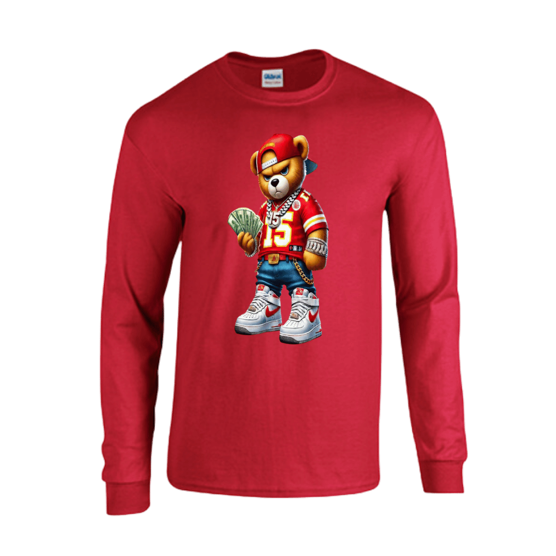 Unisex Short and Long Sleeve T-Shirt (Chiefs Bear #15 Football)