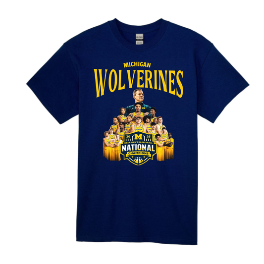 Unisex Short Sleeve T-Shirts (2026 Michigan Wolverines Men's Basketball Championship Graphic Shirts)