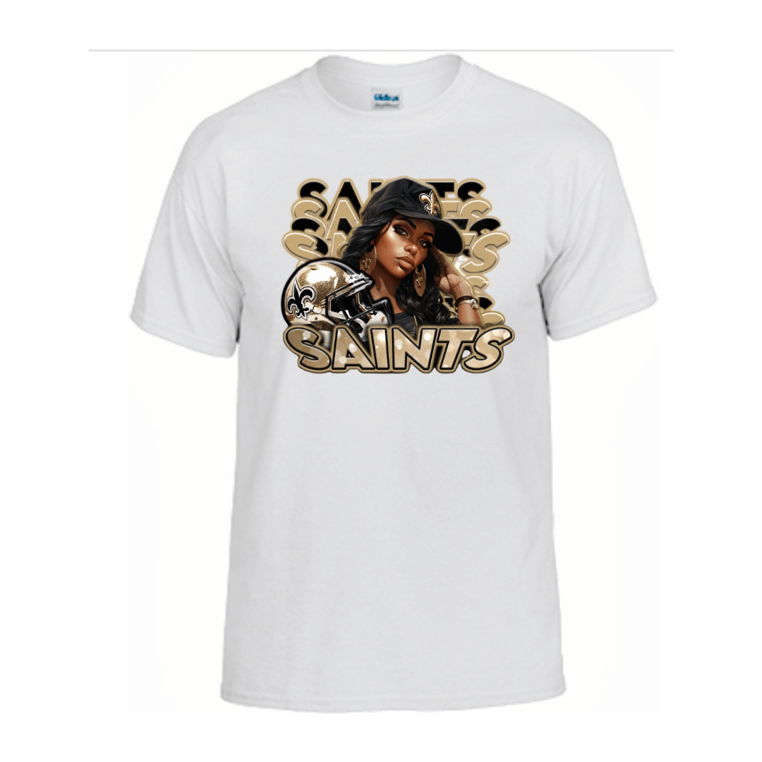 Unisex Short and Long Sleeve T-Shirt (Saints Girl Football)