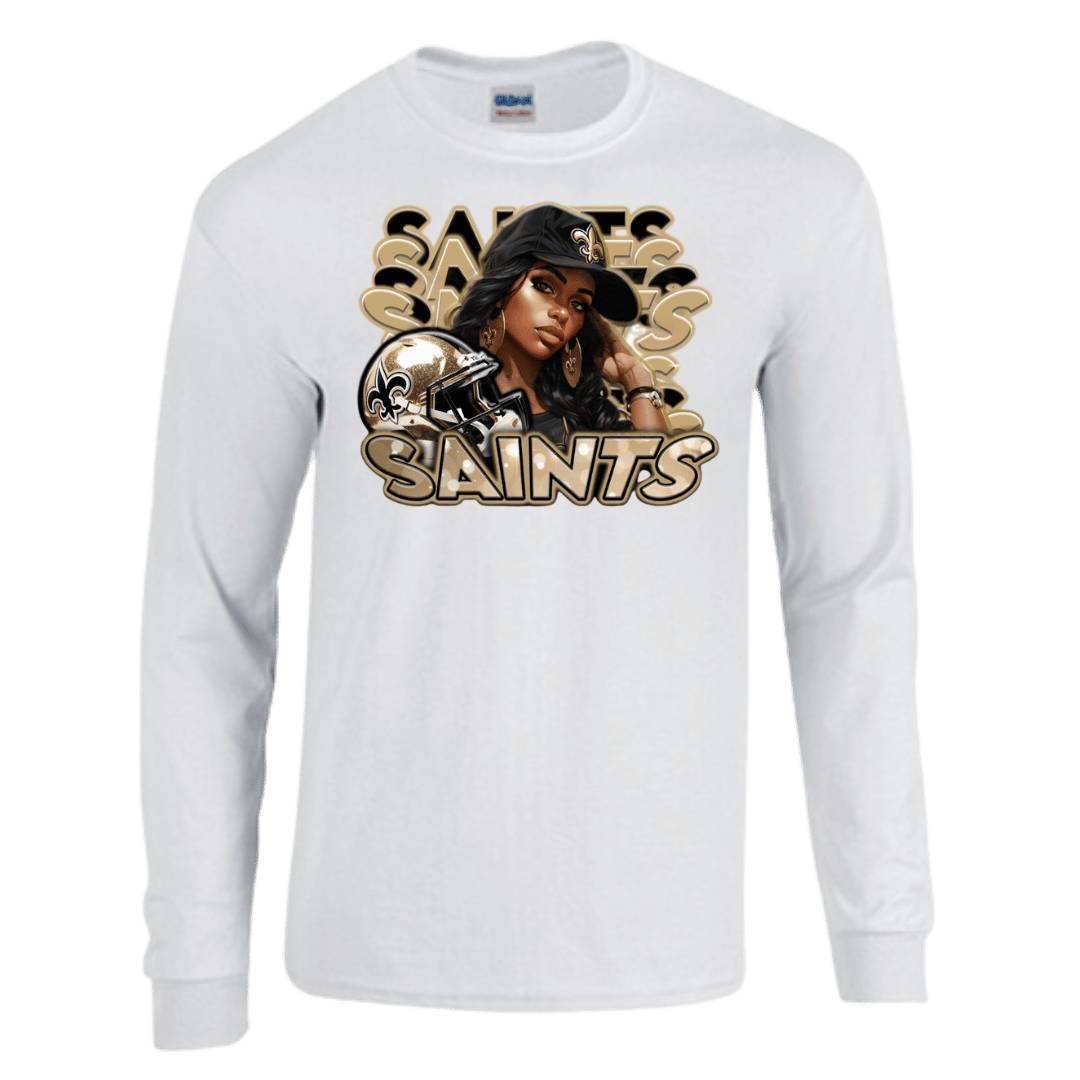 Unisex Short and Long Sleeve T-Shirt (Saints Girl Football)