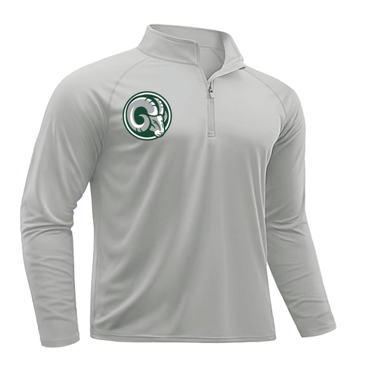 FMS Rams Soccer Men's Long Sleeve Athletic Shirts 1/4 Pullover Zip Sun Protection Rash Guard UPF 50+ Outdoor Running T-Shirts