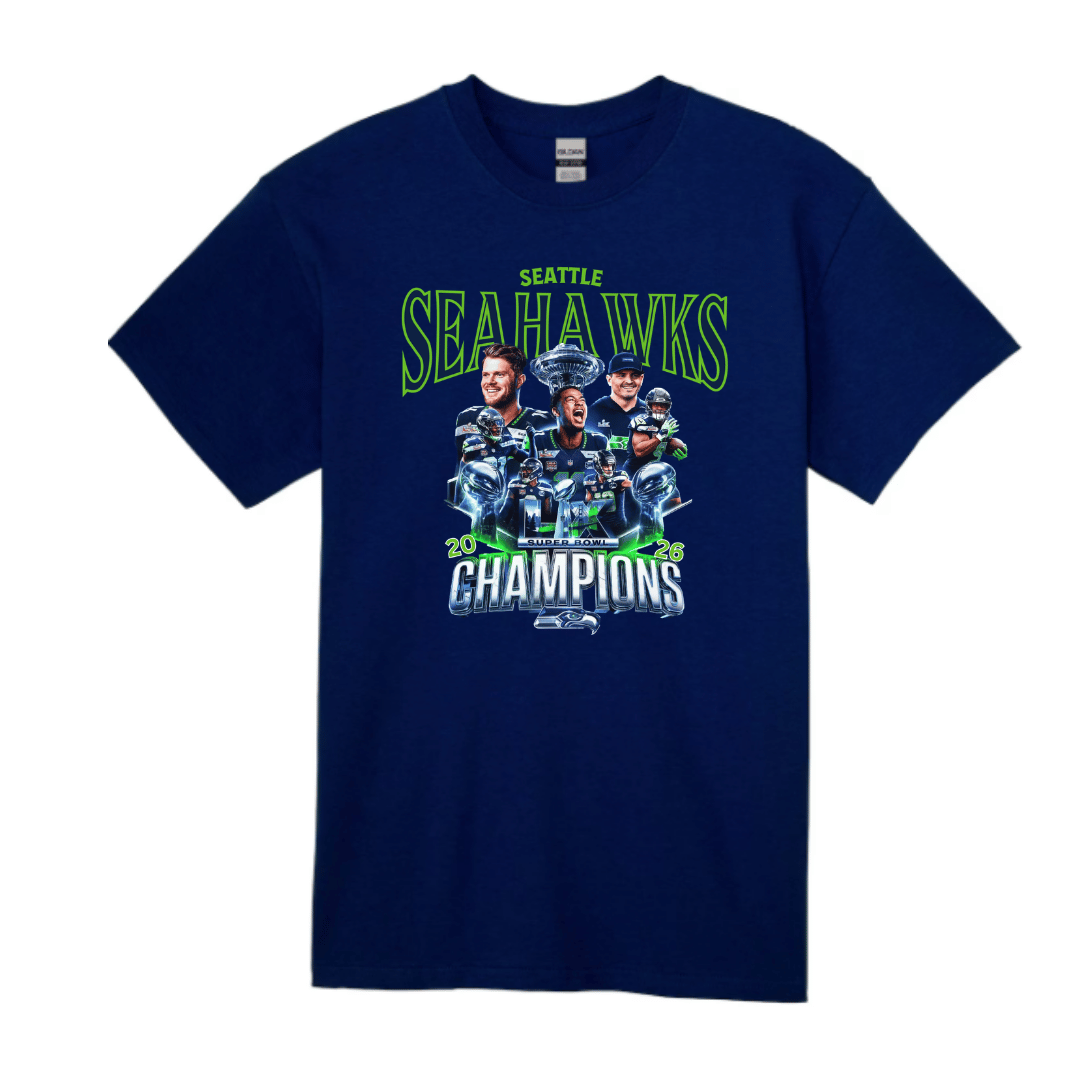 Unisex Short Sleeve T-Shirts (2026 Seattle Seahawks Championship Graphic Shirt)