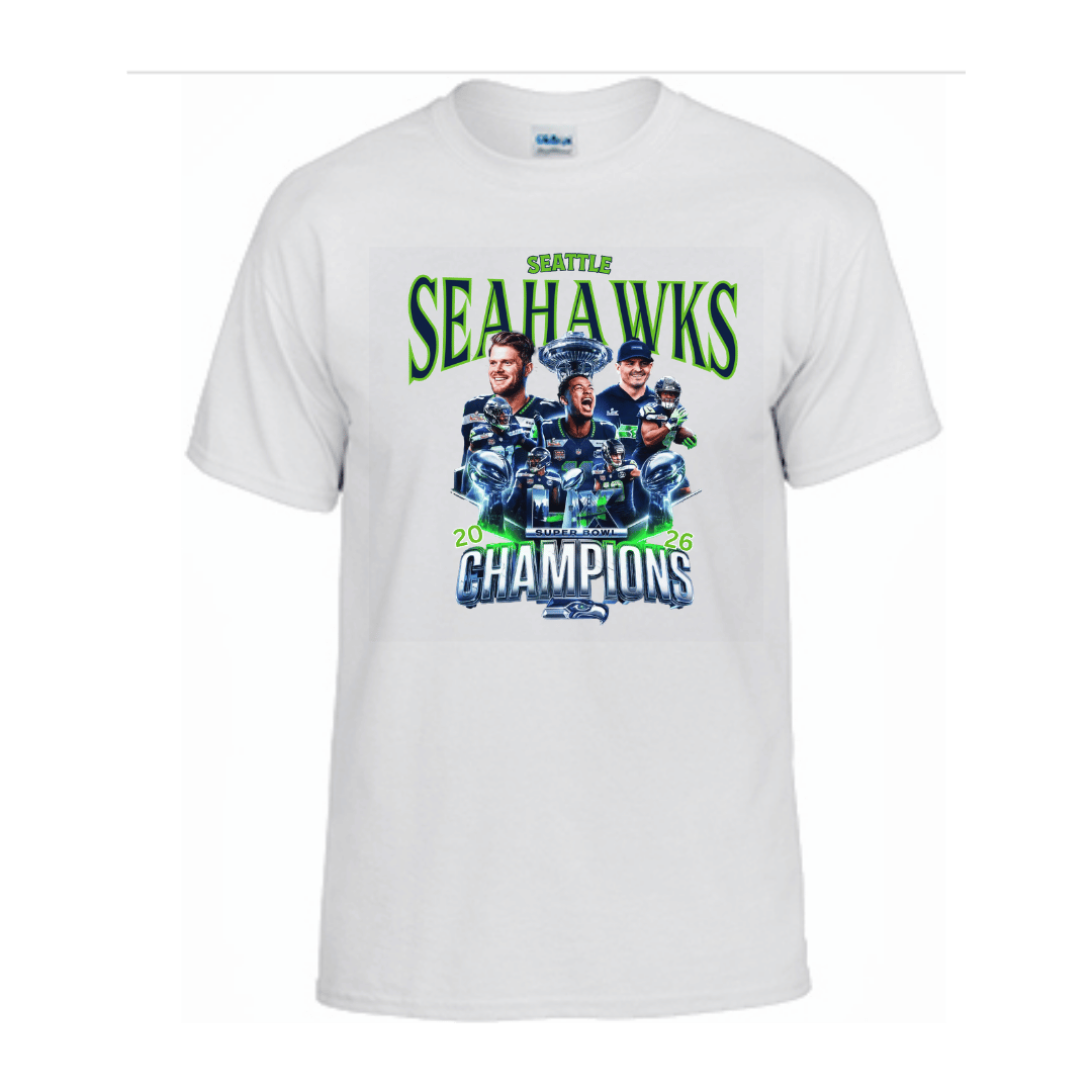 Unisex Short Sleeve T-Shirts (2026 Seattle Seahawks Championship Graphic Shirt)