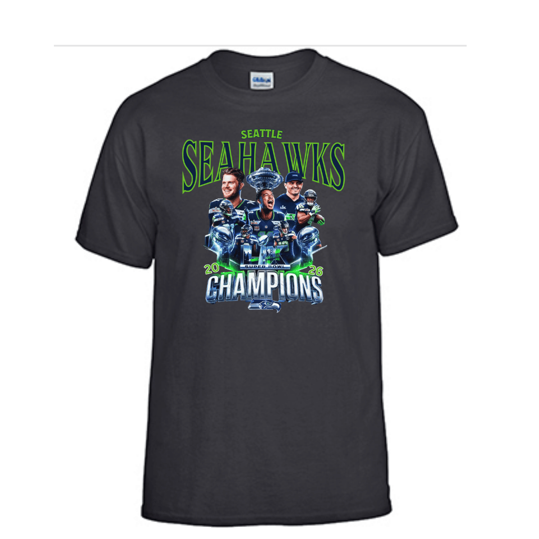 Unisex Short Sleeve T-Shirts (2026 Seattle Seahawks Championship Graphic Shirt)