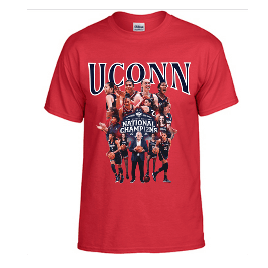 Unisex Short Sleeve T-Shirts (2025 Connecticut Huskies Championship Graphic Shirt)