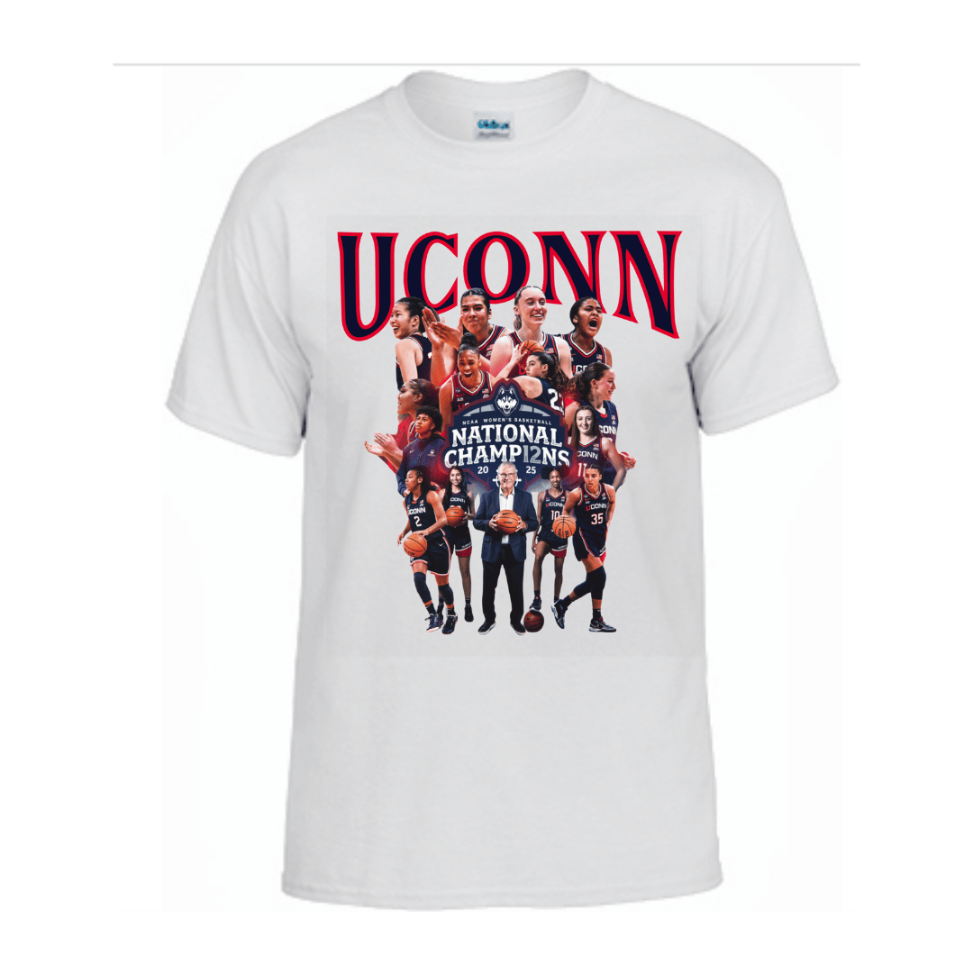 Unisex Short Sleeve T-Shirts (2025 Connecticut Huskies Championship Graphic Shirt)