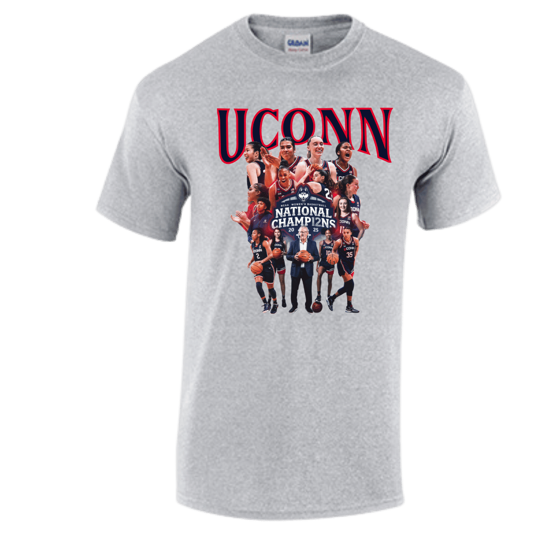 Unisex Short Sleeve T-Shirts (2025 Connecticut Huskies Championship Graphic Shirt)